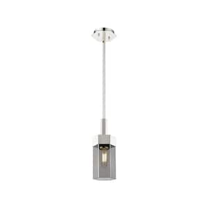 Claverack 100-Watt 1 Light Polished Nickel Shaded Pendant Light with Tinted glass Tinted Glass Shade