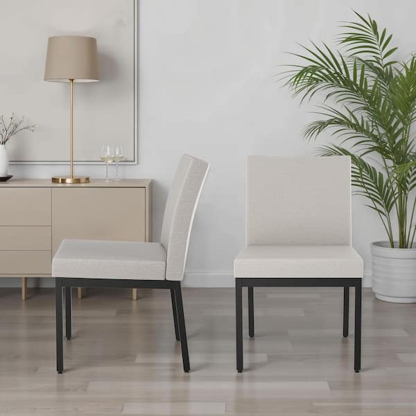 Perry Light Grey Polyester / Black Metal Dining Chair (Set of 2)