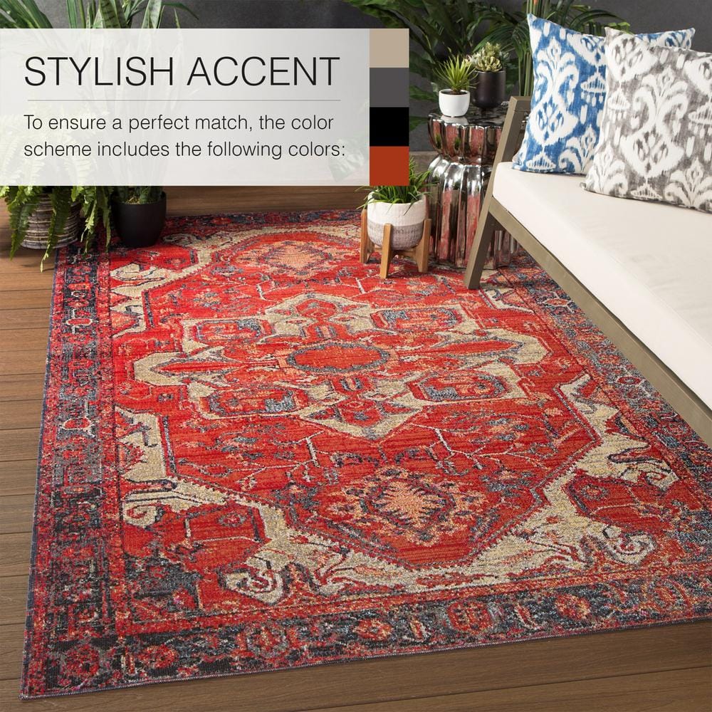 Leighton Medallion Red & Blue Synthetic Area Rug 24"x36"