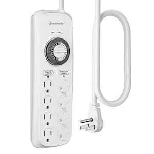 Mechanical Indoor Timer Power Strip with 8-Outlets, Countdown, Flat Plug, 6 ft. Long Cord