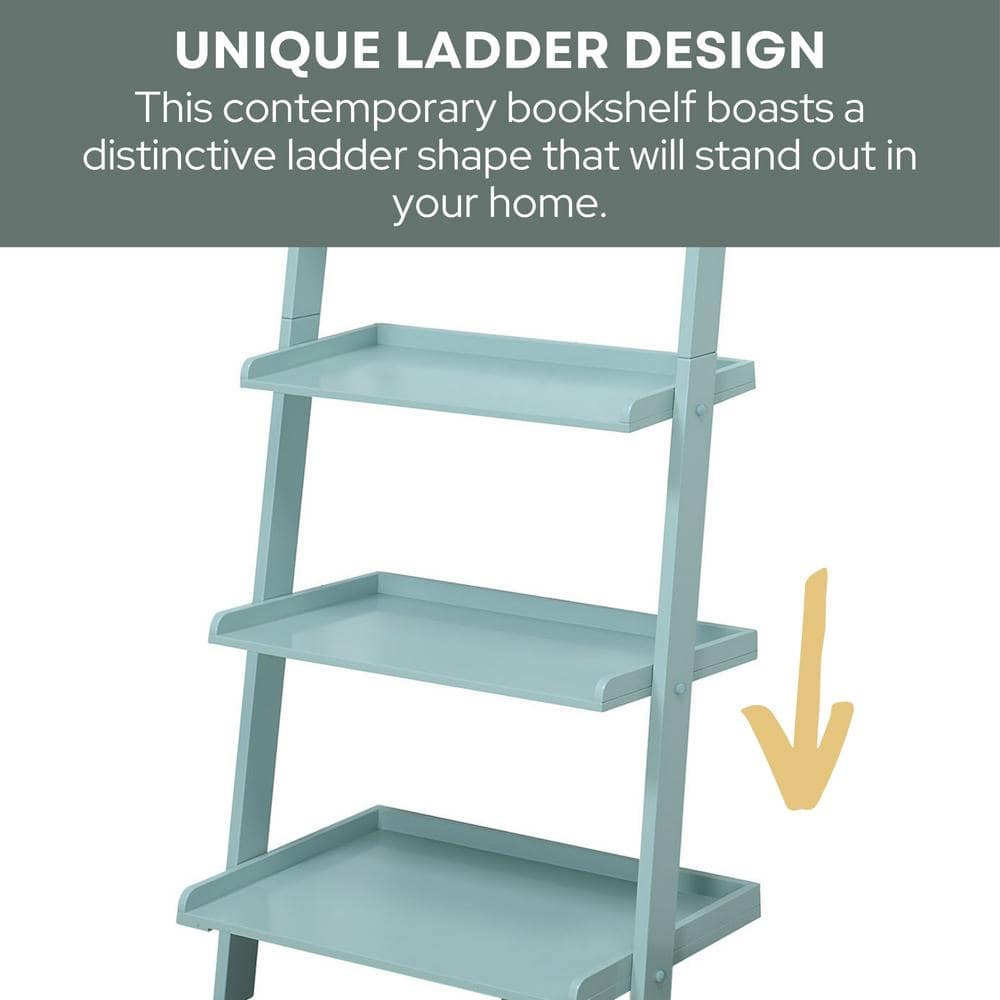 Gray Wood 5-Shelf Ladder Bookcase