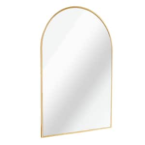 24 in. W x 36 in. H Aluminum Alloy Arched Suspension Framed for Wall Dressing Decorative Bathroom Vanity Mirror in Gold