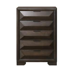 16.54 in. Brown 5-Drawer Wooden Chest of Drawers