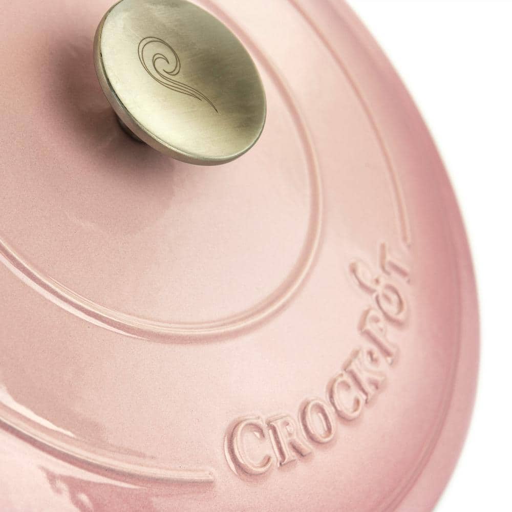 Blush Pink Enameled Cast Iron 7-Quart Dutch Oven with Lid