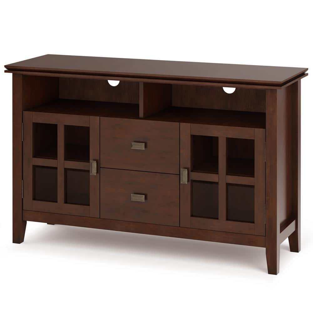Russet Brown Solid Wood 48" TV Media Stand with Cabinets