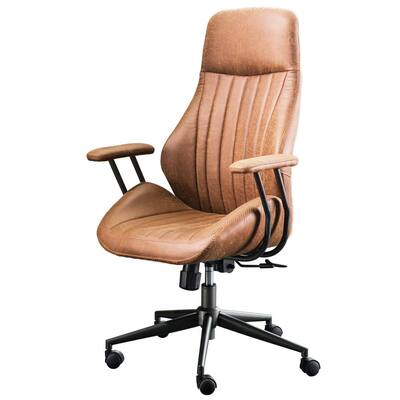 KL Light Brown Suede Fabric Swivel Office Chair with Arms
