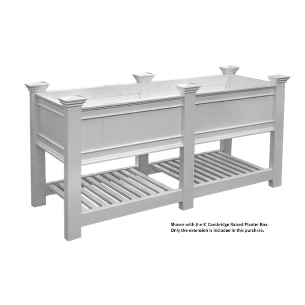 New England Arbors Cambridge 69 in. x 24 in. x 36 in. White Vinyl Planter and Extension kit