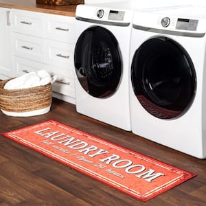 Graphic Machine Washable Laundry Mat Red Doormat 20 in. x 59 in. Laundry Mat