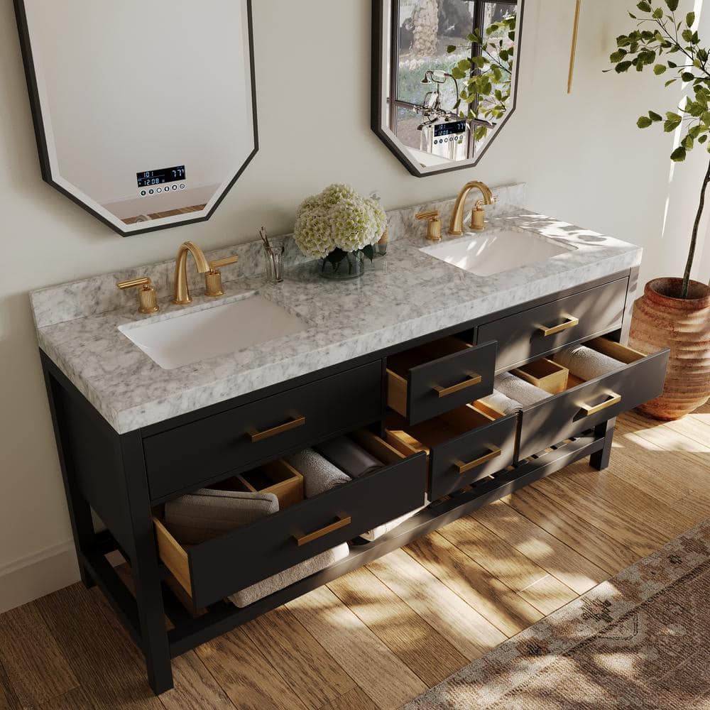 Elizabeth 72" Black Onyx Double Freestanding Bath Vanity Set