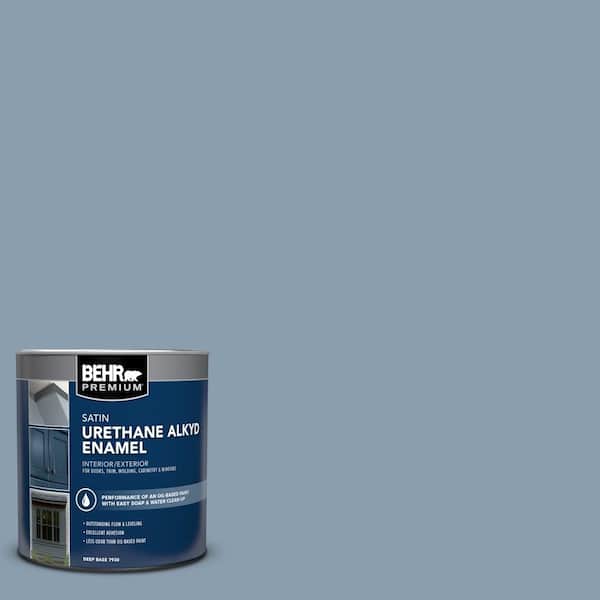 BEHR PREMIUM 1 qt. #BNC-08 Sonata Blue Satin Enamel Urethane Alkyd Interior/Exterior Paint