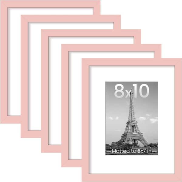 8 x 10 Matted Pink Plastic Hanging Picture Frame (Set of 5
