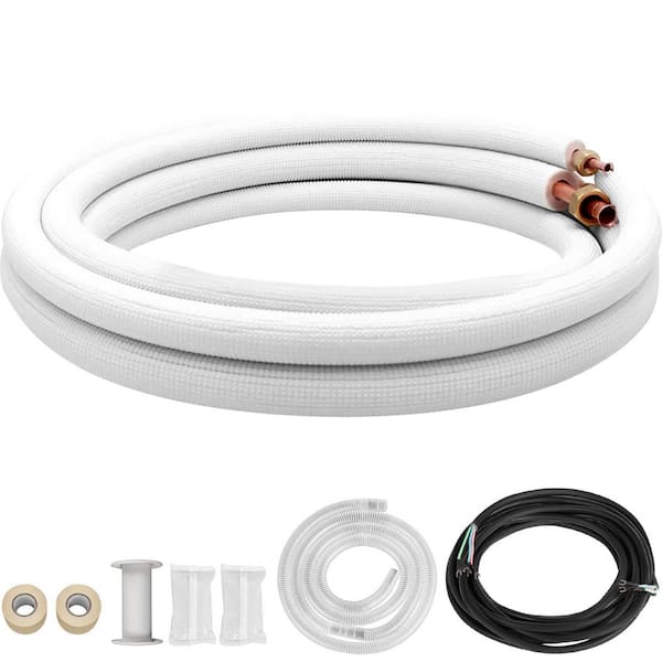 VEVOR Mini Split Copper Line Set 25 ft. L 3/8 in. and 1/4 in. OD Copper Pipes for Mini Split Air Conditione for 9000 BTU