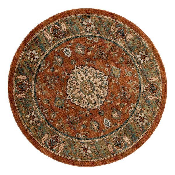 Home Decorators Collection Fitzgerald 8 ft. Spice Round Abstract Area Rug