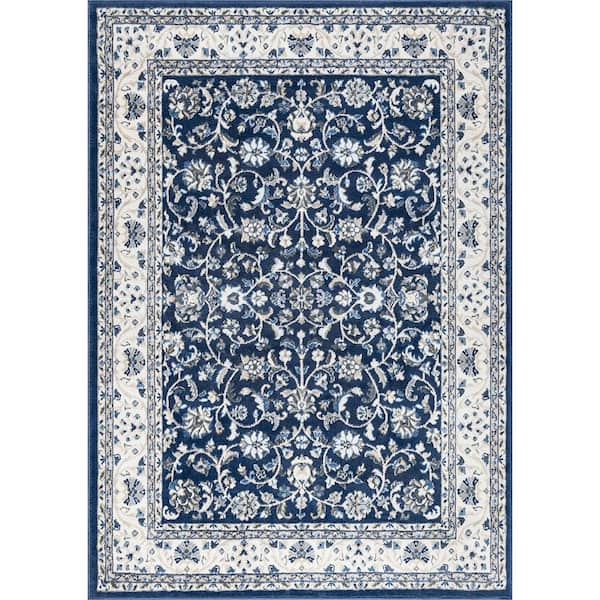 Madison Floral Dark Blue 8 ft. x 10 ft. Indoor Area Rug