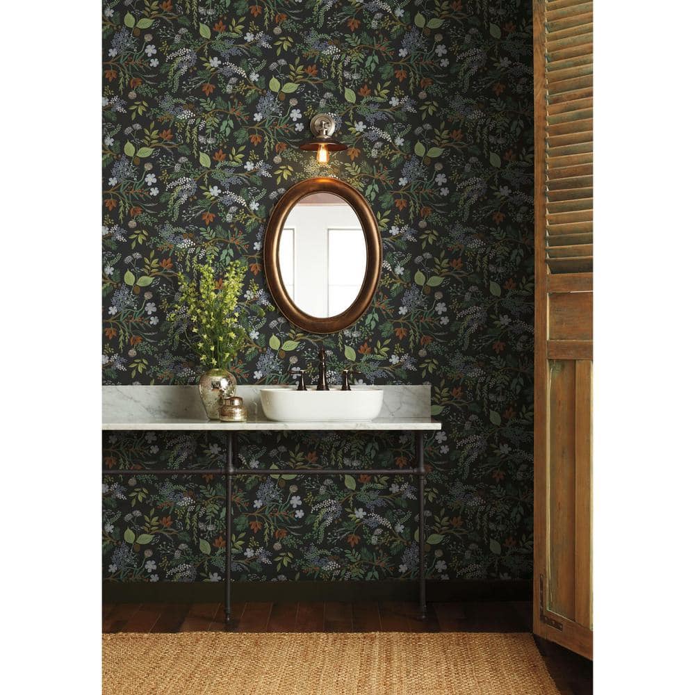 Juniper Forest Black Botanical Peel and Stick Wallpaper
