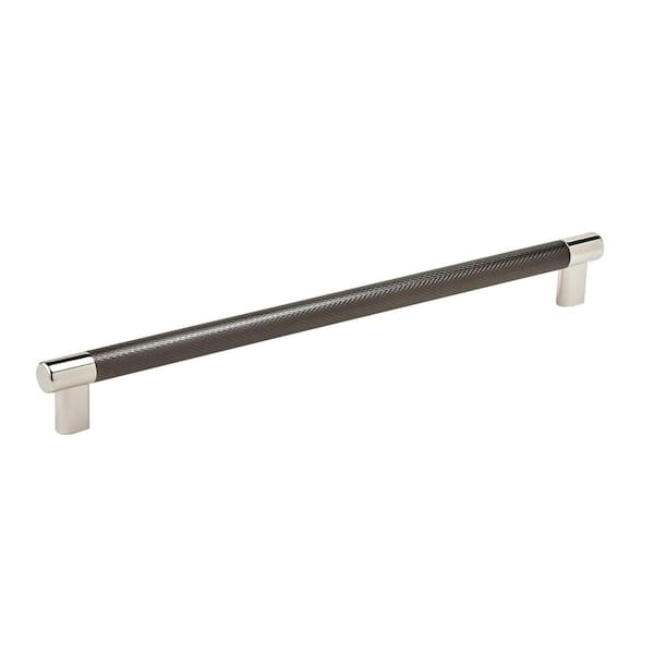 Amerock Esquire 12-5/8 in. (320mm) Modern Polished Nickel/Gunmetal Bar Cabinet Pull