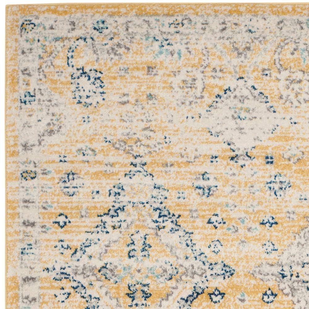 Gold and Ivory High Pile Synthetic Rectangular Rug