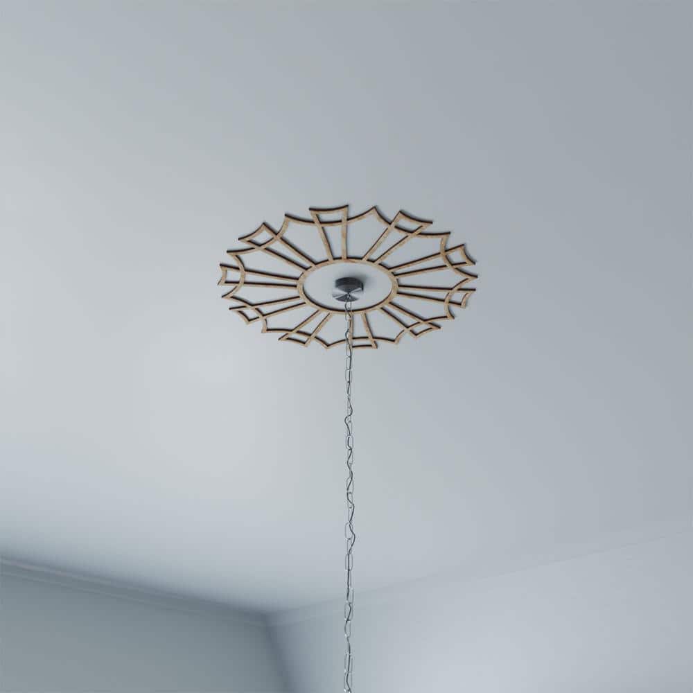 34" Red Oak Unfinished Wood Veneer Ceiling Medallion