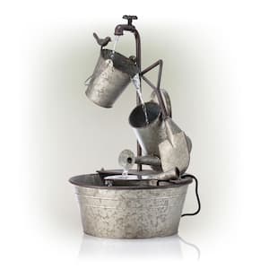 28 in. Tall Outdoor 3-Tier Metal Garden Tools Water Fountain