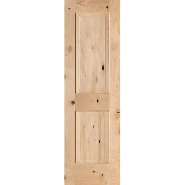 Krosswood Doors 24 in. x 80 in. Rustic Knotty Alder 2-Panel Square Top ...