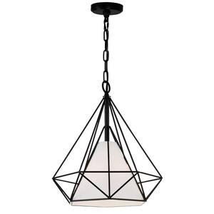 Light Society Lise 15 in. 1-Light Black Chandelier with Fabric Shade LS ...