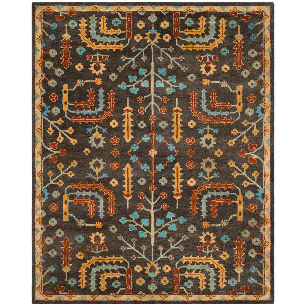 SAFAVIEH Heritage Brock Southwestern Wool Area Rug  Charcoal/Multi  8  x 10