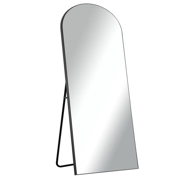 NEUTYPE 64 in. x 21 in. Modern Arched Shape Framed Silver FullLength