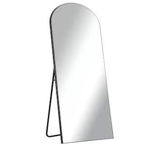 71 in. x 28 in. Modern Arched Shape Framed Black Full Length Floor Standing Mirror