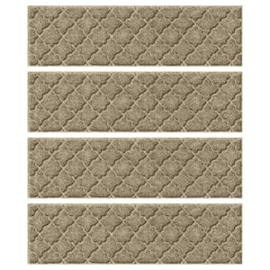 Waterhog Cordova Camel 8.5 in. x 30 in. PET Polyester Indoor Outdoor Stair Tread Cover (Set of 4)