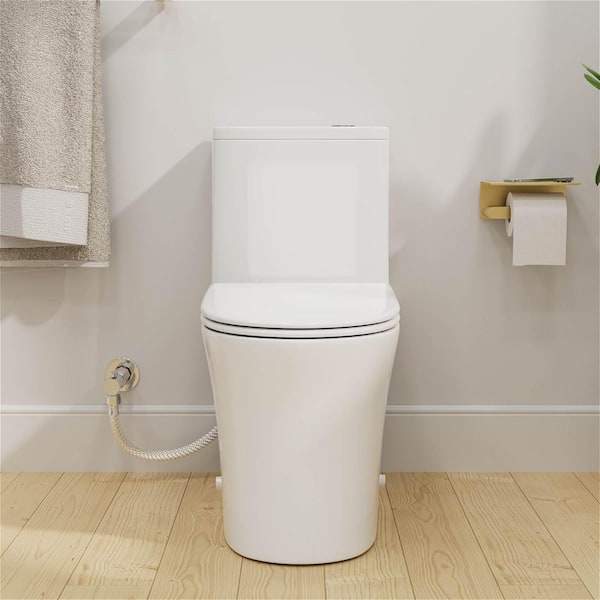 1-Piece 12 in. Rough-In Elongated 1.0/1.28 GPF Dual Flush Toilet in White, WaterSense, Soft-Close Seat Included