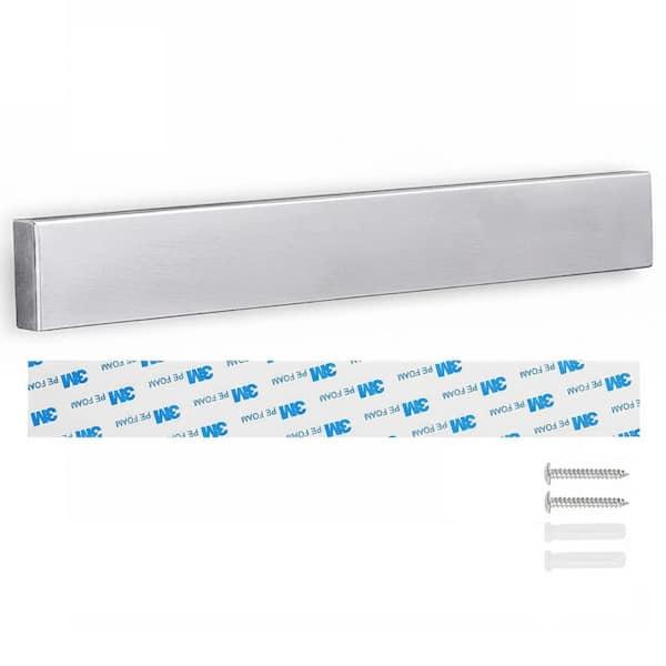 22-Knife 10 in. Stainless Steel Magnetic Knife Holder Wall-Mount Strip with Adhesive and Drill-Free Installation