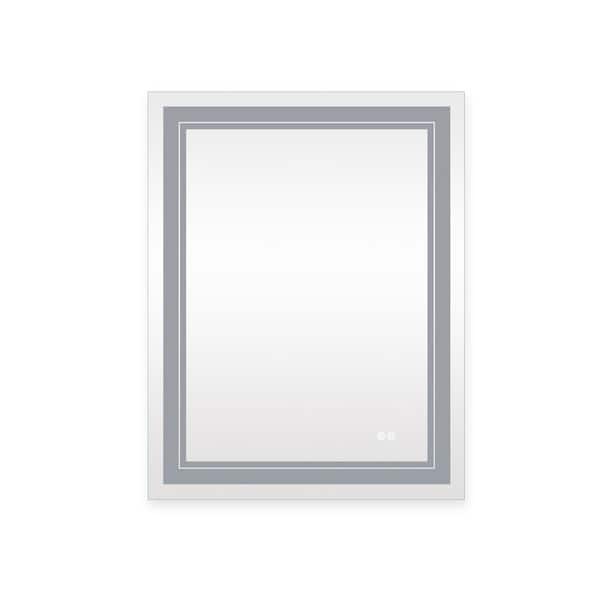 FUNKOL 28 in. W x 36 in. H Rectangular Framed LED Wall Mount Bathroom Vanity Mirror with Anti-fog Memory Tri-color Dimmable