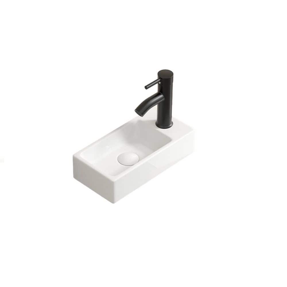 14.57 in. x 7.09 in. White Ceramic Rectangular Wall Mount Bathroom Sink with Single Faucet Hole price history on PriceWatchPro