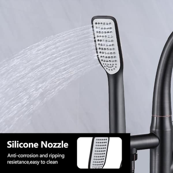 Single-Handle Floor Mount Freestanding Tub Faucet with Hand Shower in Oil Rubbed Bronze
