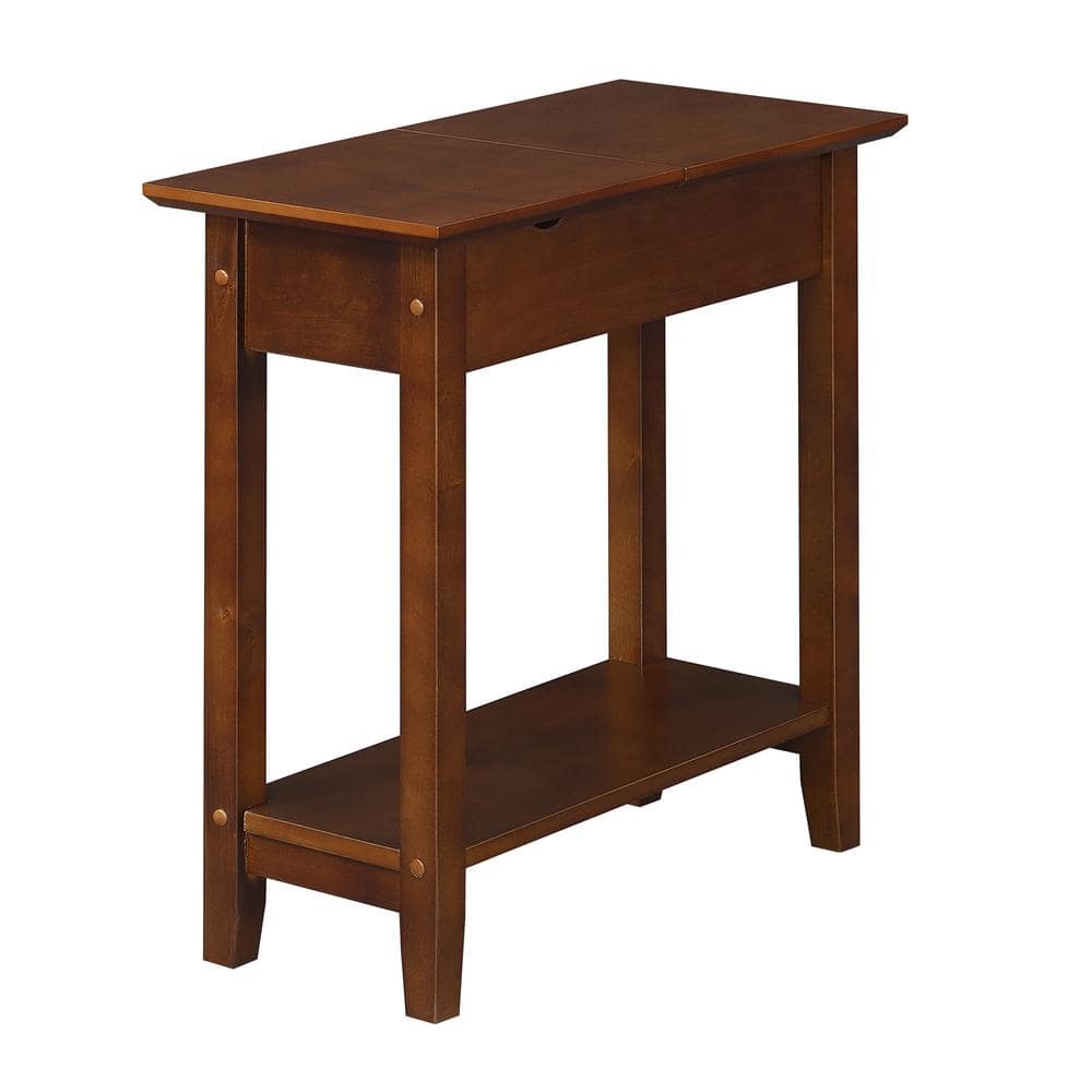 Espresso Heritage 23" Flip Top Wood End Table with Charging Station