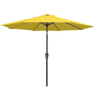 Air Vented 9 ft. Alloy Steel Market Solar Tilt Half Patio Umbrella in Yellow