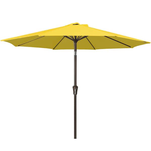 Unbranded Air Vented 9 ft. Alloy Steel Market Solar Tilt Half Patio Umbrella in Yellow