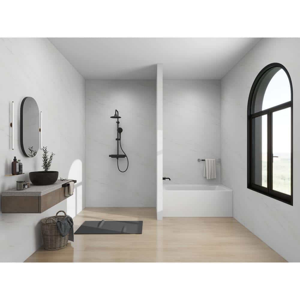 White Acrylic Alcove Skirt Bathtub with Left Drain, 54" x 32"