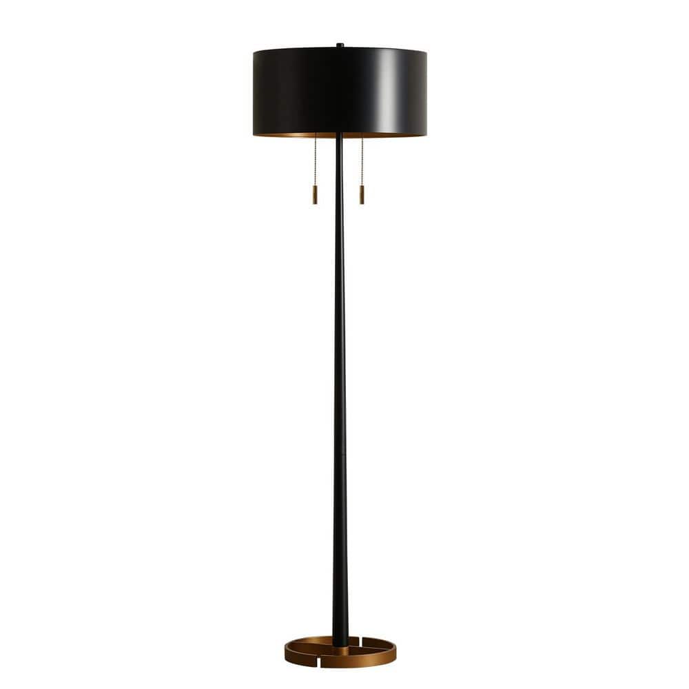 NatySwan 60in Black Metal Novelty Standard Floor Lamp, Dual-Bulb