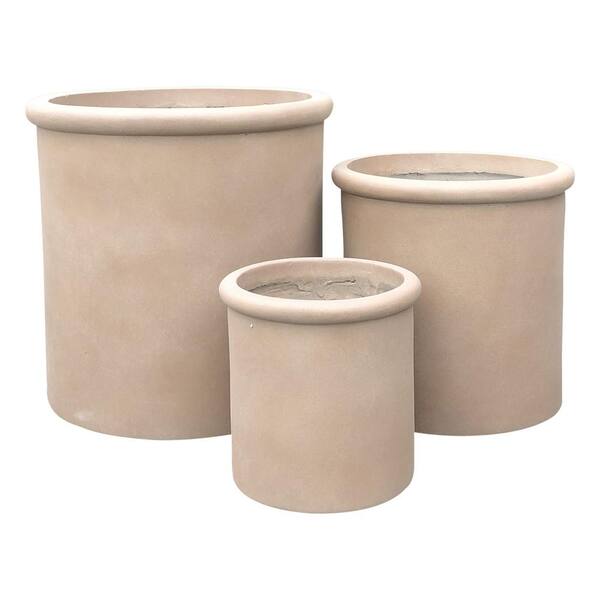 DurX-litecrete Terracotta Concrete Lightweight Cylindrical Planter (3-Set)