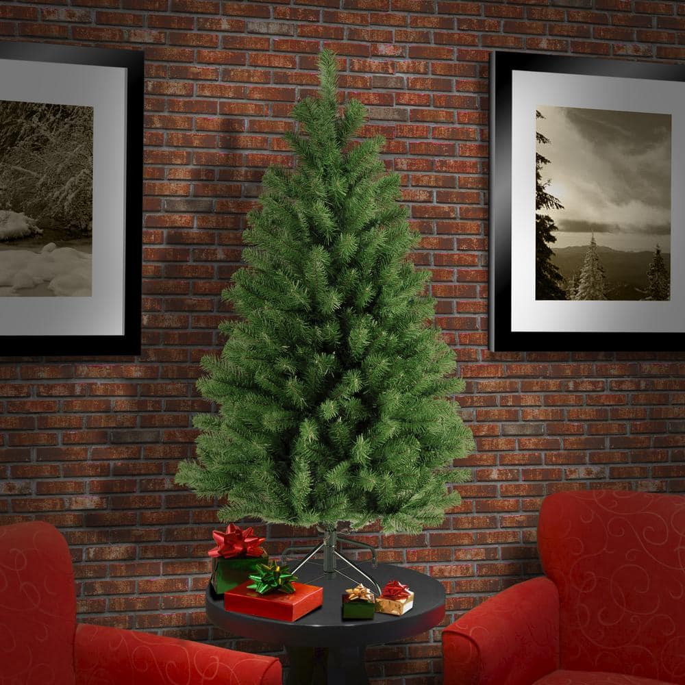4-Foot Green Slim Spruce Artificial Christmas Tree with Metal Stand