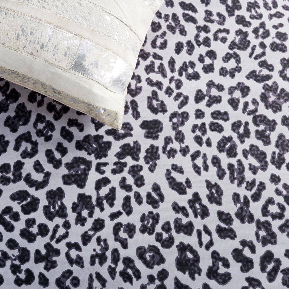 Black and Ivory Faux Fur Animal Print Washable Rug