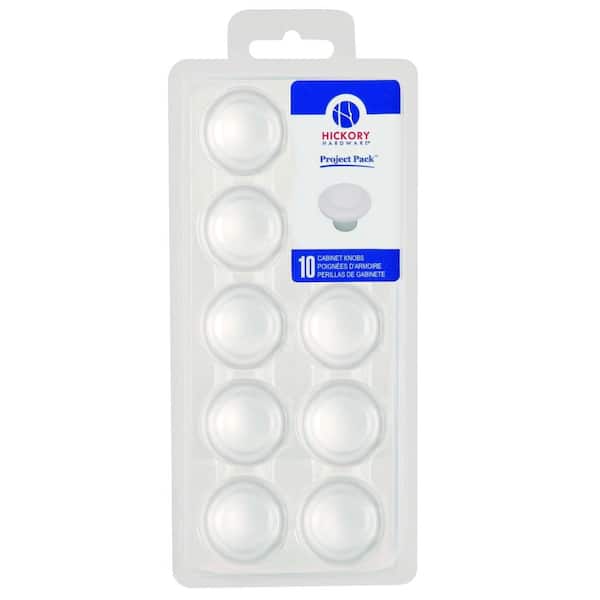 HICKORY HARDWARE Project Pack 1-3/8 in. Conquest White Cabinet Knobs (10-Pack)