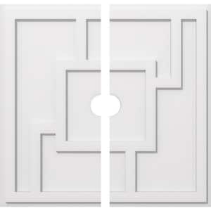 1 in. P X 9-3/4 in. C X 28 in. OD X 3 in. ID Knox Architectural Grade PVC Contemporary Ceiling Medallion, Two Piece