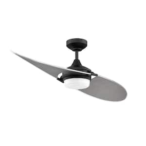 TANGO 52 in. Integrated LED Indoor Black Ceiling Fan with White Polycarbonate (PC) Plastic Shade