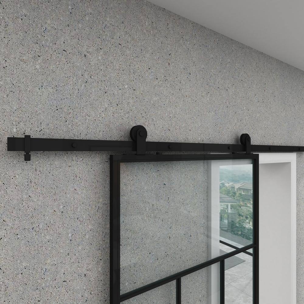 Division 37'' x 84'' Clear Glass Black Metal Sliding Barn Door