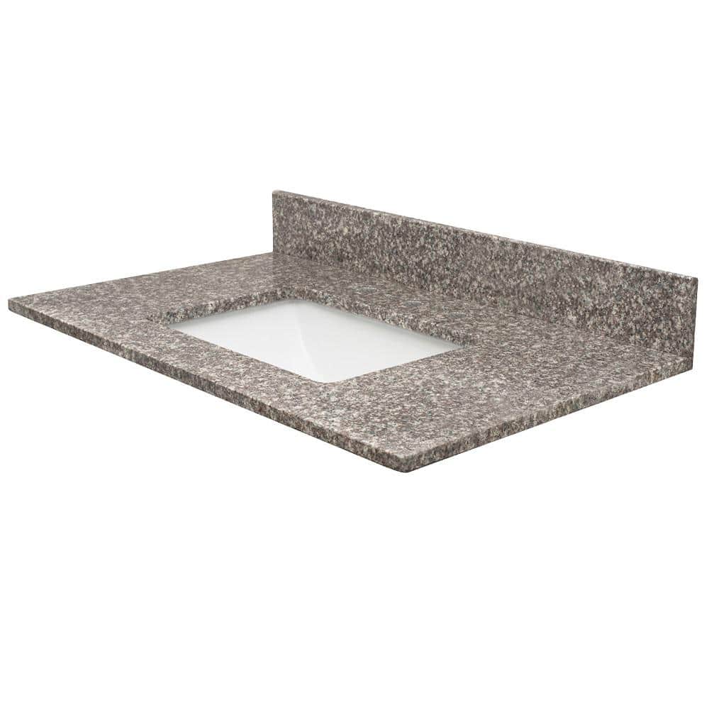 MarCraft Vista 25 in. W x 22 in. D Granite Single Rectangle Basin Vanity Top in Beaumont with White Basin -  VGBE2522801