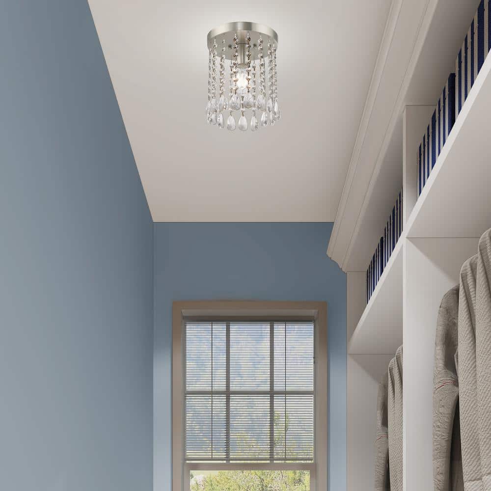 Elizabeth Brushed Nickel Ceiling Light with Clear Crystal Shade