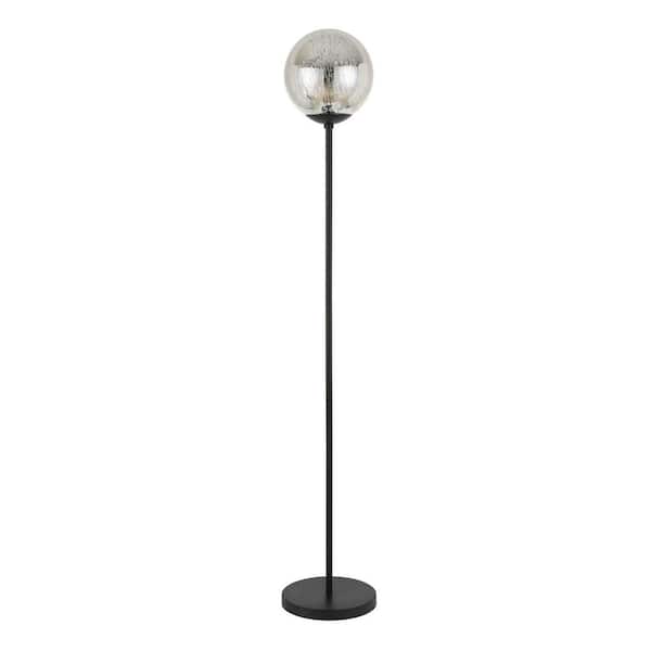 HomeRoots 66 in. Black Novelty Standard Floor Lamp With Clear Transparent Glass Globe Shade