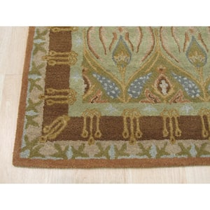 Green 8 ft. 9 in. x 11 ft. 9 in. Hand Tufted Wool Transitional Modern Weave Area Rug